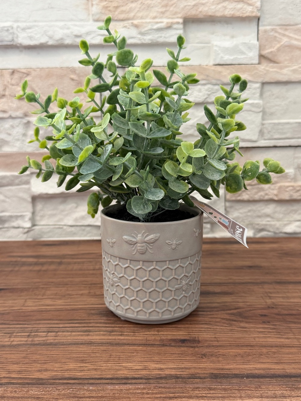 🆕 🌿 Faux Eucalyptus Greenery Plant + Decorative Honeycomb Bee Planter 🐝!